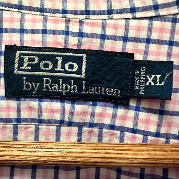 Polo by Ralph Lauren Men’s Button Down White Blue Pink Checkered Shirt XL - Picture 3 of 12